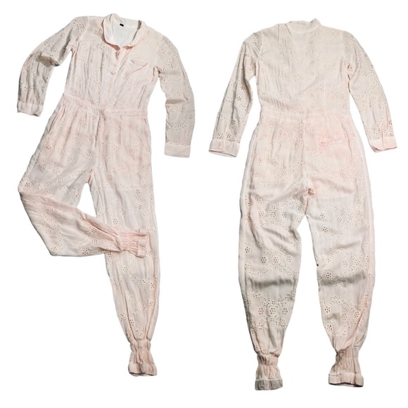YFB | Levi Eyelet Jumpsuit in Sea Salt Oil Wash (Lt. Pink) Size Small - Picture 2 of 15